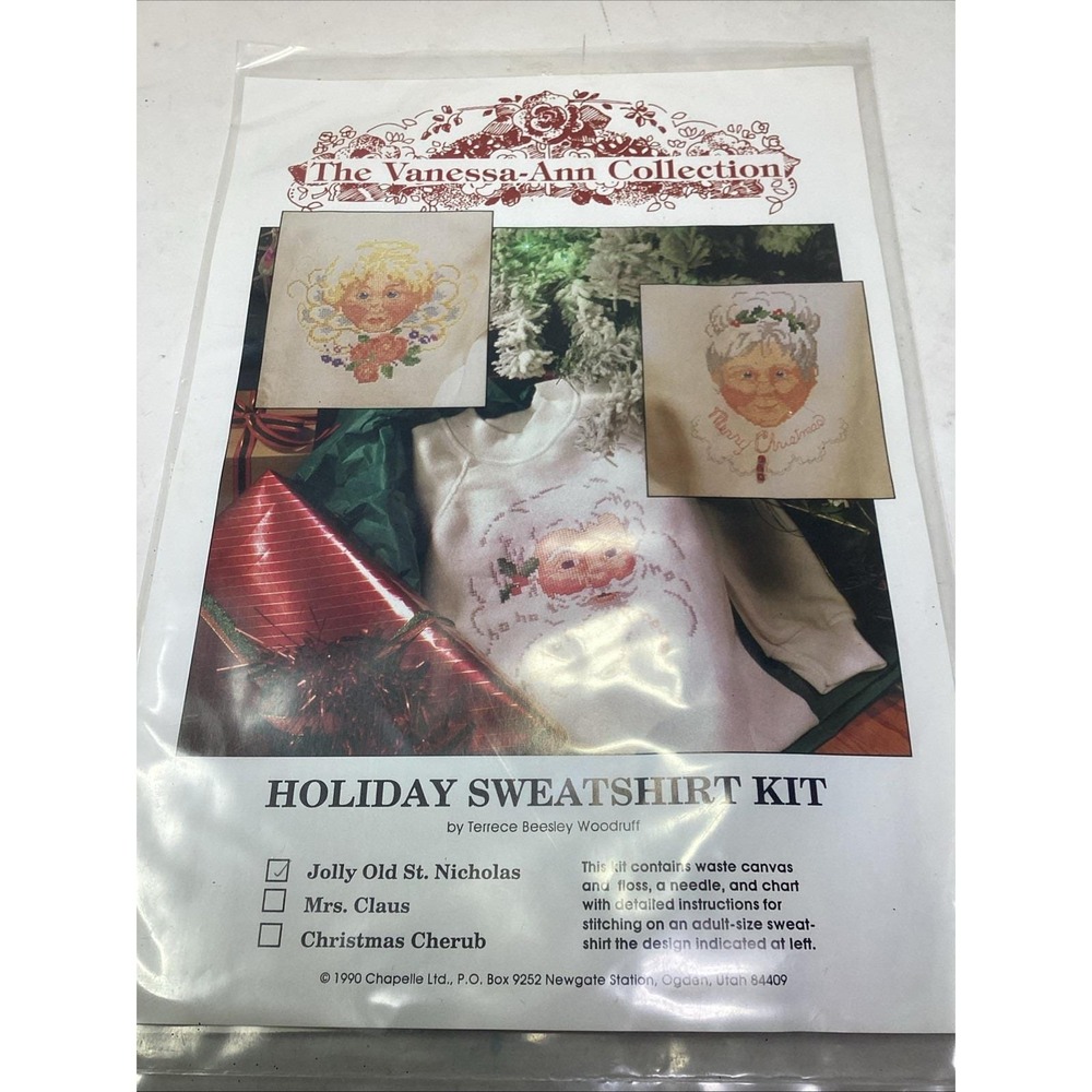 1989 Vanessa-Ann Collection Sweatshirt Cross Stitch Kit Jolly Old St. Nicholas